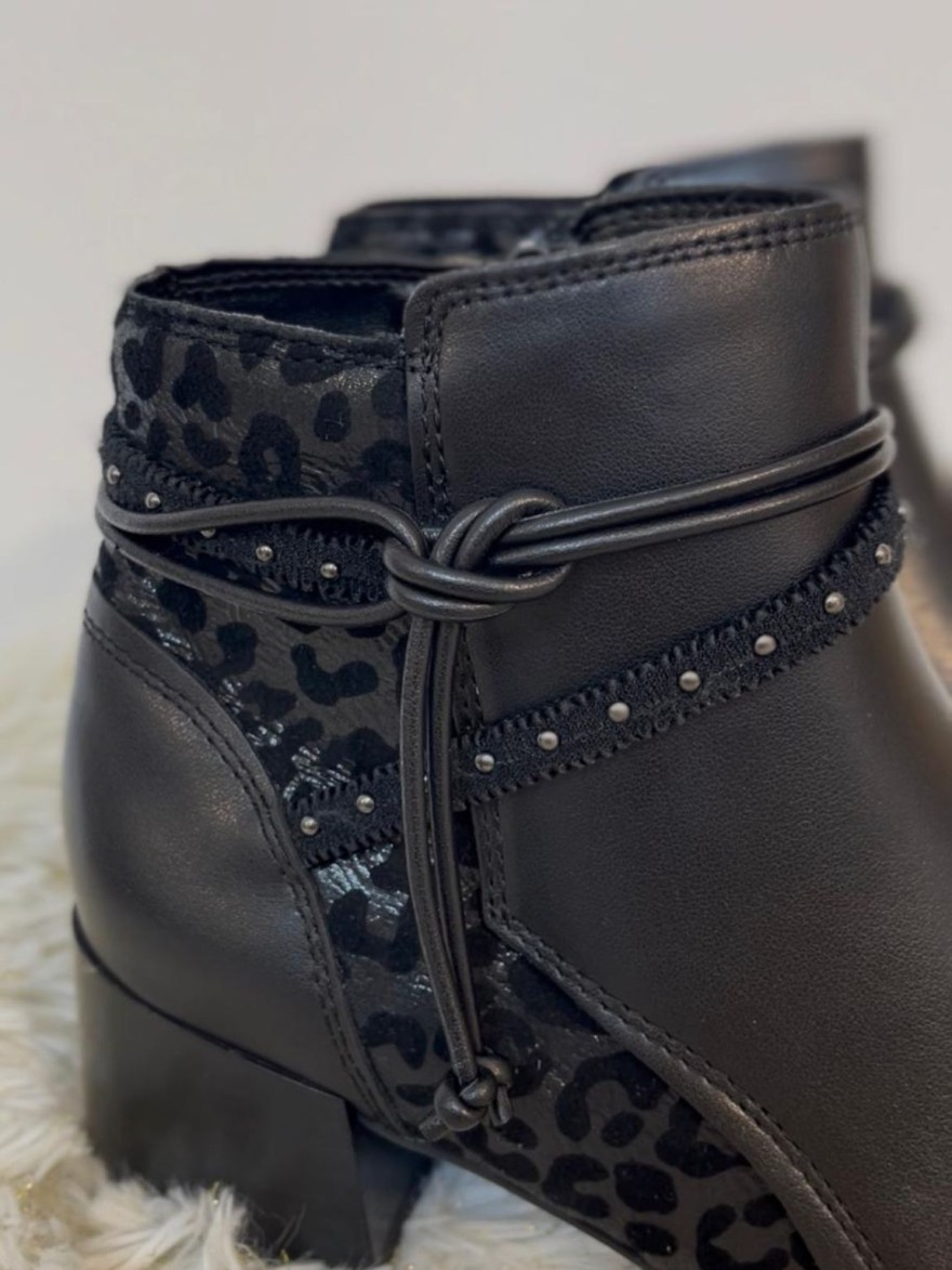 Bottine Fugitive Banks Noire Léopard Talon 4 cm | Marina & Paloma