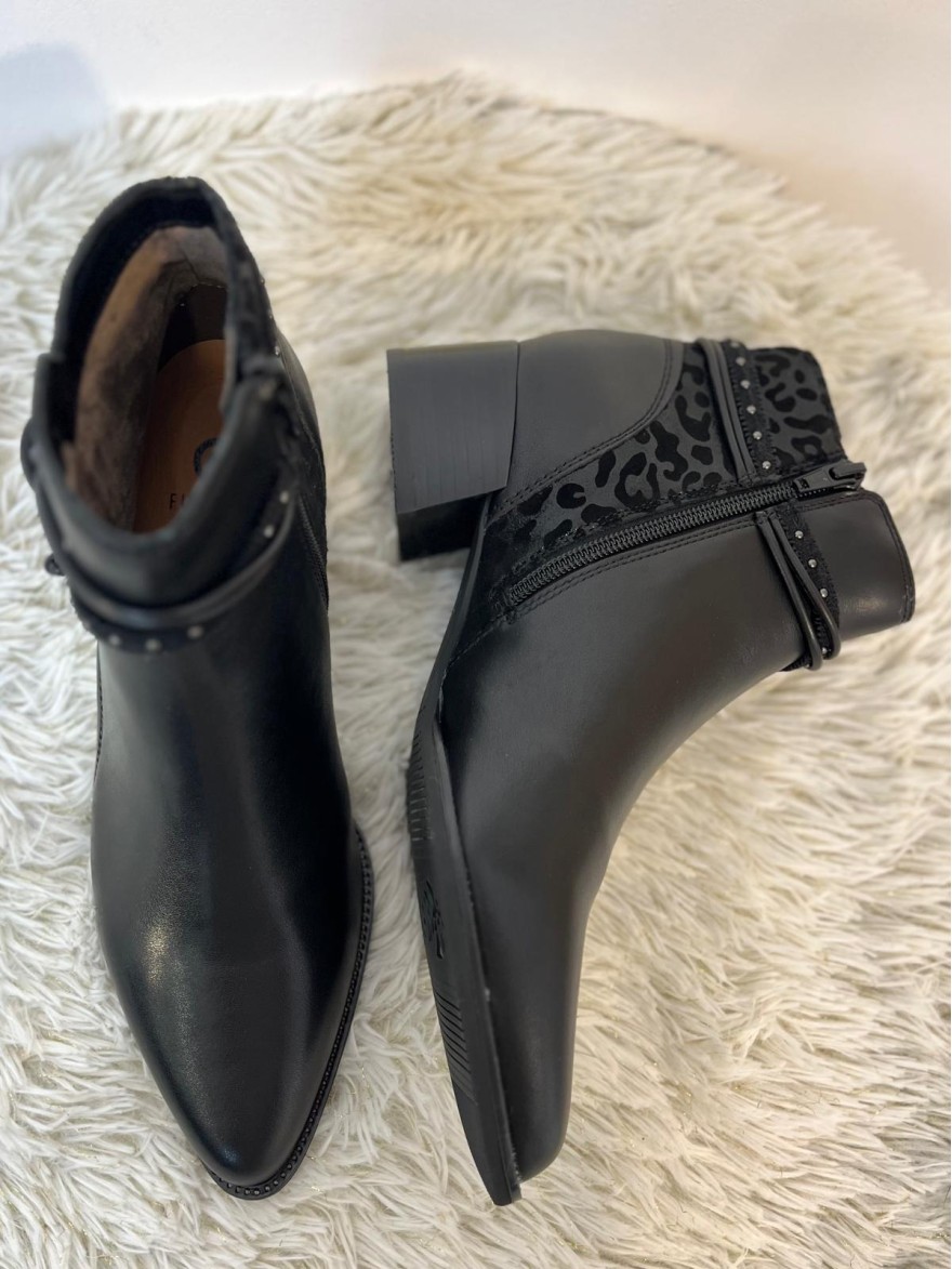 Bottine Fugitive Banks Noire Léopard Talon 4 cm | Marina & Paloma