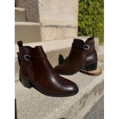 Bottine Marron à Talon 5 cm Effet Cuir & Suédine | Marina & Paloma