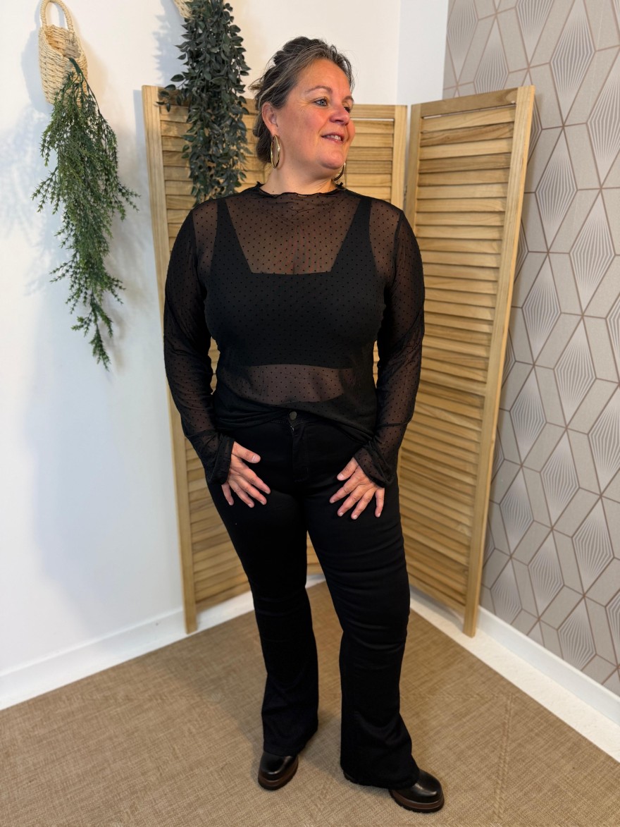 Haut Tulle Transparent à Pois Grande Taille Vivichy | Marina & Paloma