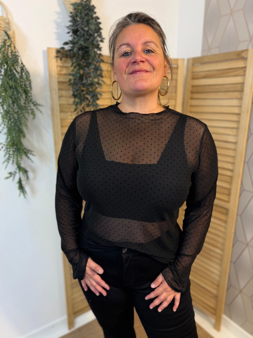Haut Tulle Transparent à Pois Grande Taille Vivichy | Marina & Paloma