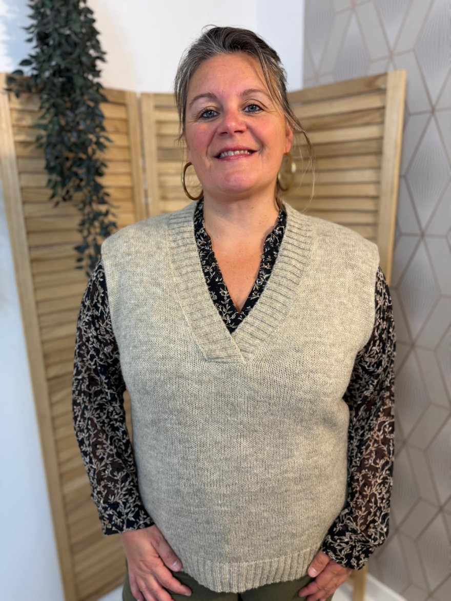 Pull Sans Manche Col V Grande Taille Vivichy | Marina & Paloma
