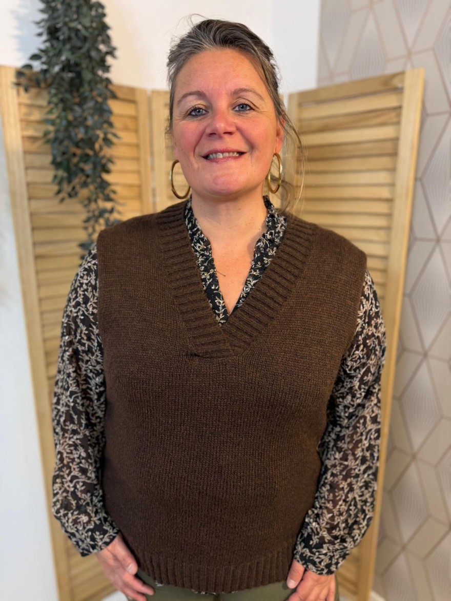 Pull Sans Manche Col V Grande Taille Vivichy | Marina & Paloma