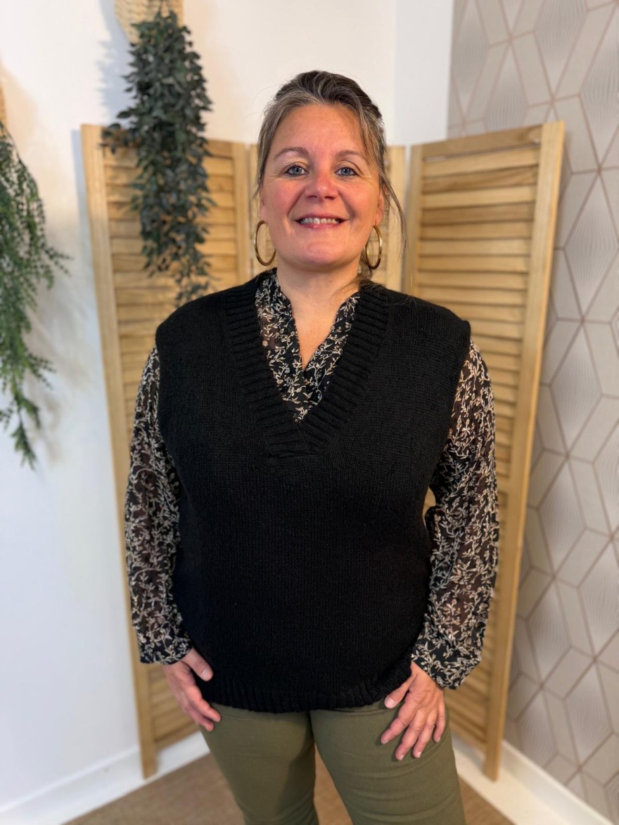 Pull Sans Manche Col V Grande Taille Vivichy | Marina & Paloma