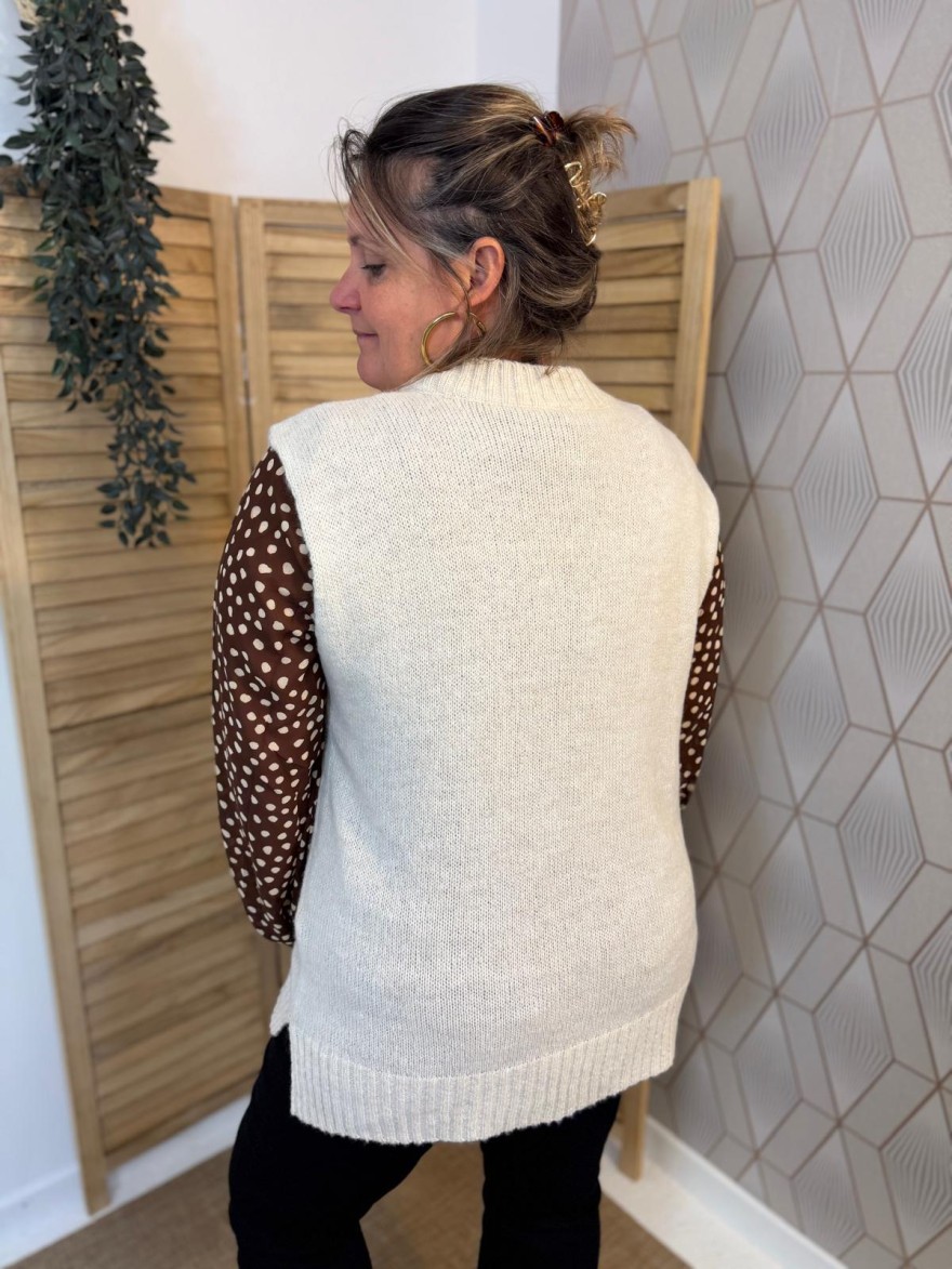 Pull Sans Manche Col V Grande Taille Vivichy | Marina & Paloma
