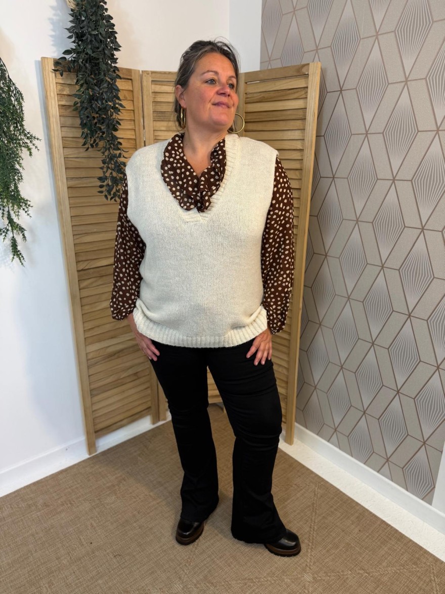 Pull Sans Manche Col V Grande Taille Vivichy | Marina & Paloma