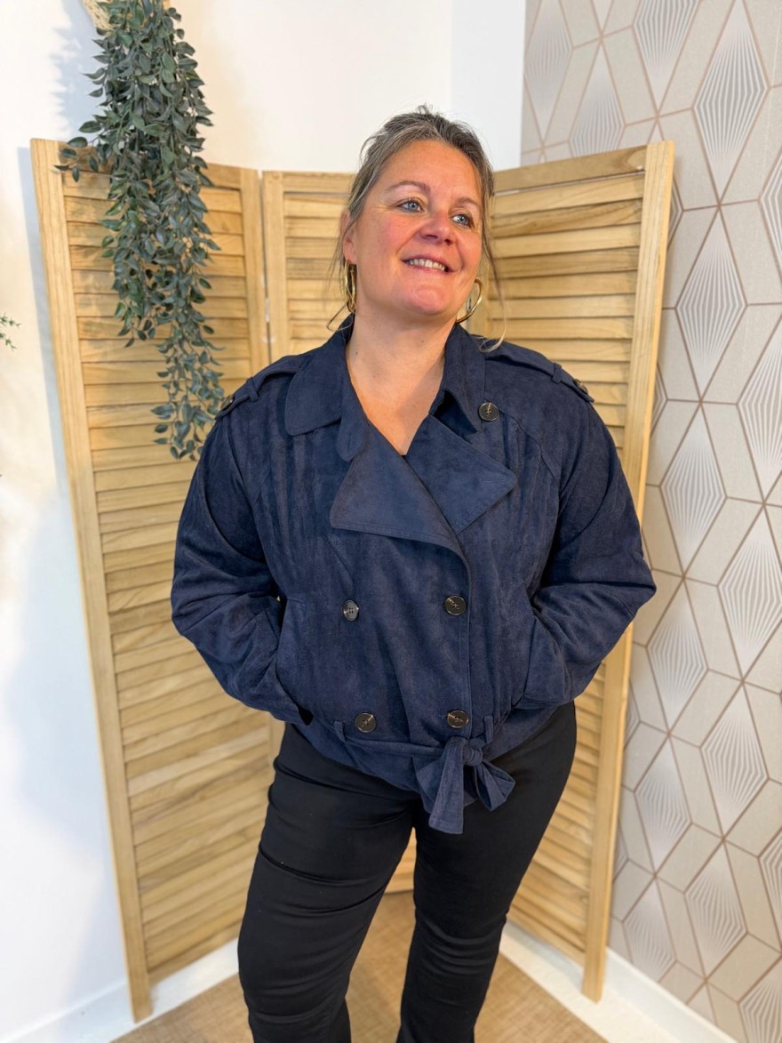Veste Marine Effet Daim Grande Taille Maelle | Marina & Paloma