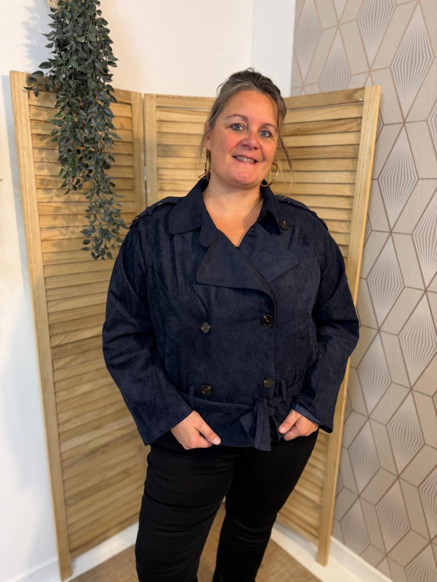 Veste Marine Effet Daim Grande Taille Maelle | Marina & Paloma