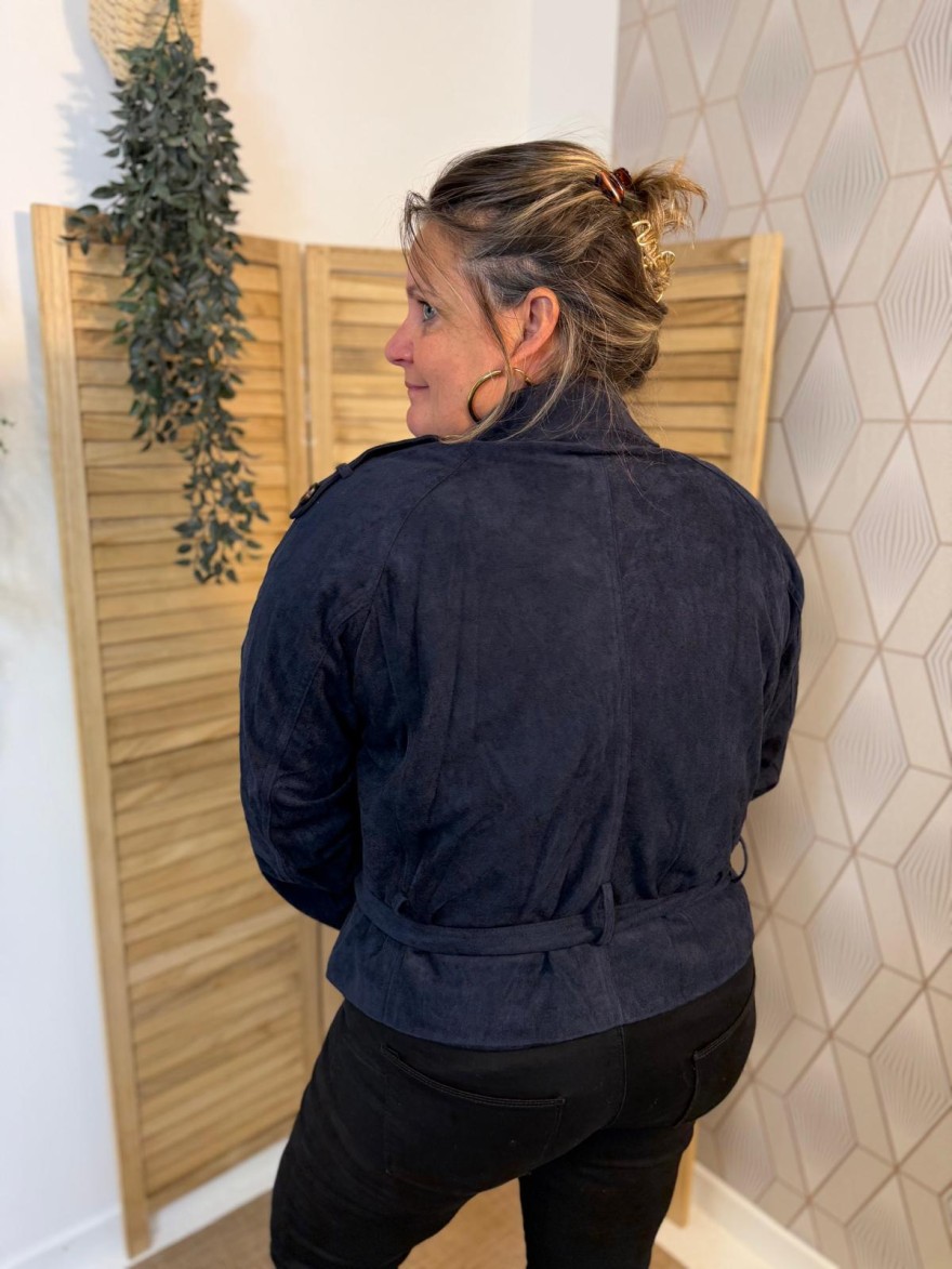 Veste Marine Effet Daim Grande Taille Maelle | Marina & Paloma