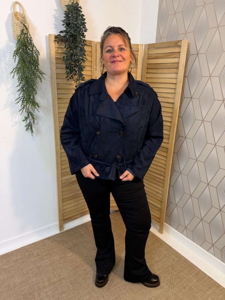 Veste Marine Effet Daim Grande Taille Maelle | Marina & Paloma