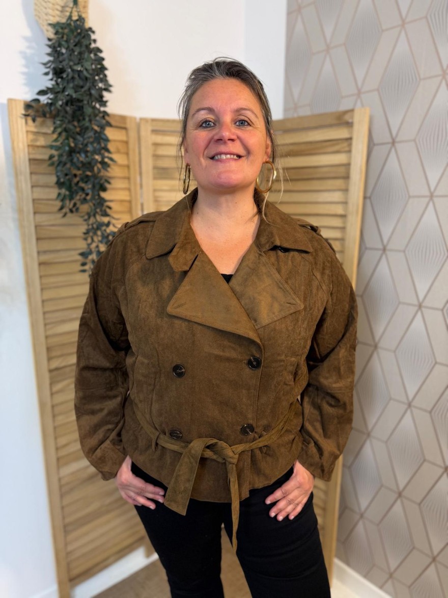 Veste Marron Effet Daim Grande Taille Maelle | Marina & Paloma