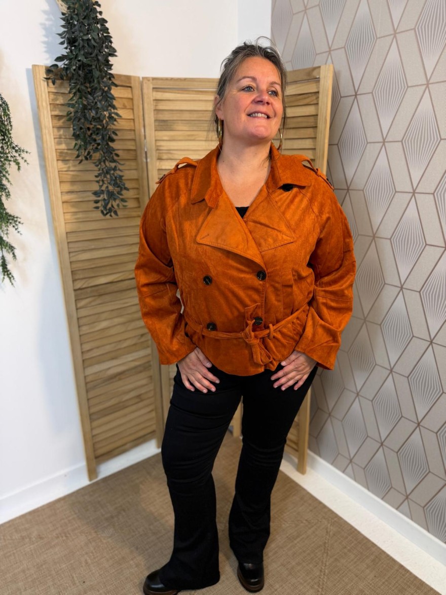Veste Caramel Effet Daim Grande Taille Maelle | Marina & Paloma