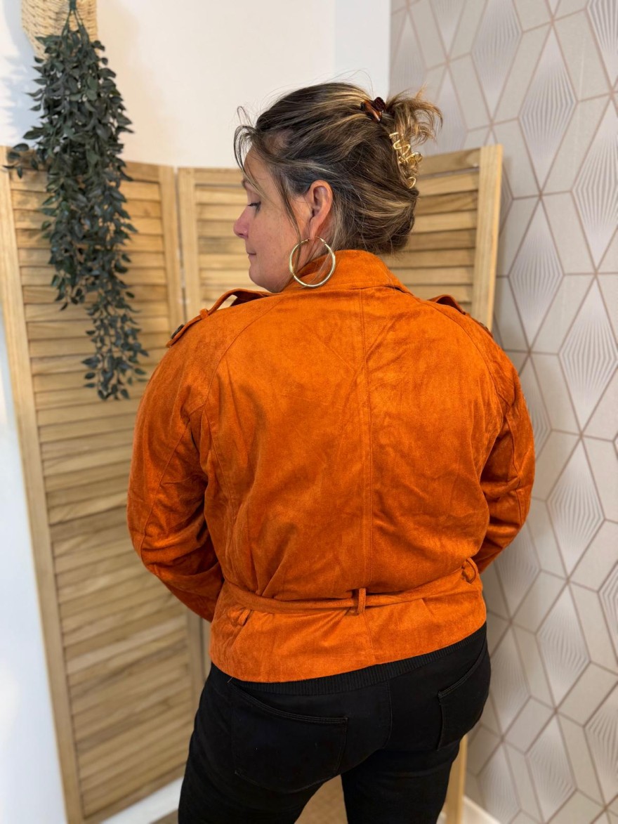 Veste Caramel Effet Daim Grande Taille Maelle | Marina & Paloma