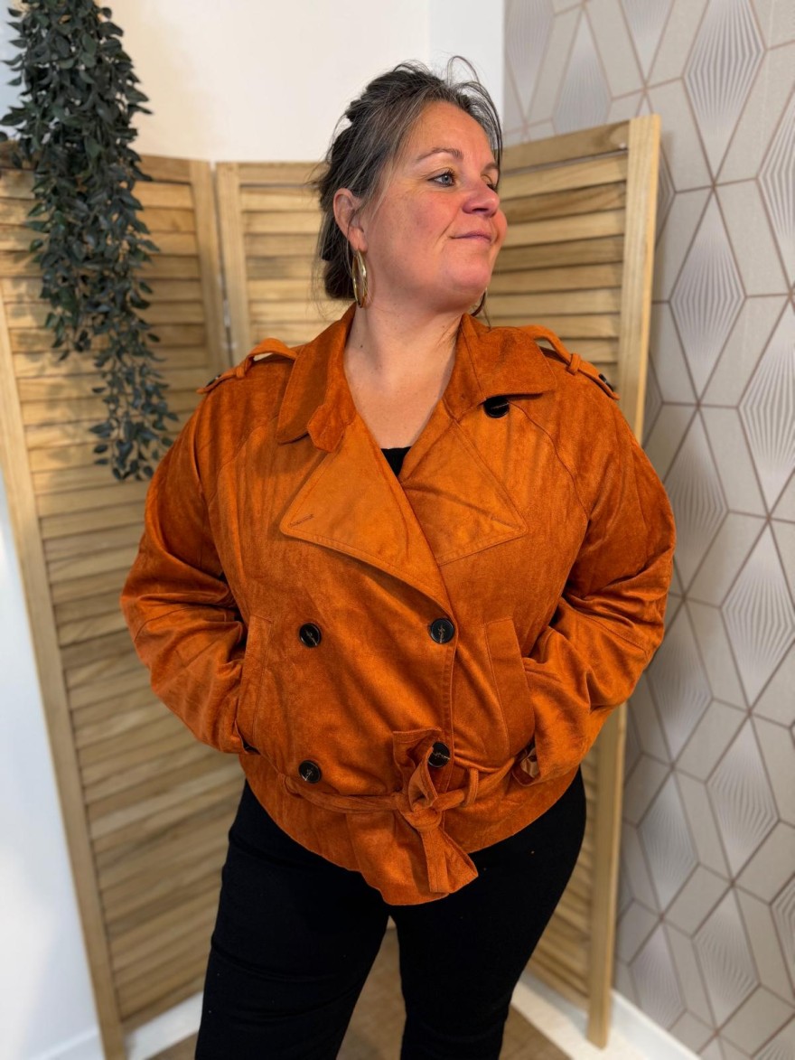 Veste Caramel Effet Daim Grande Taille Maelle | Marina & Paloma