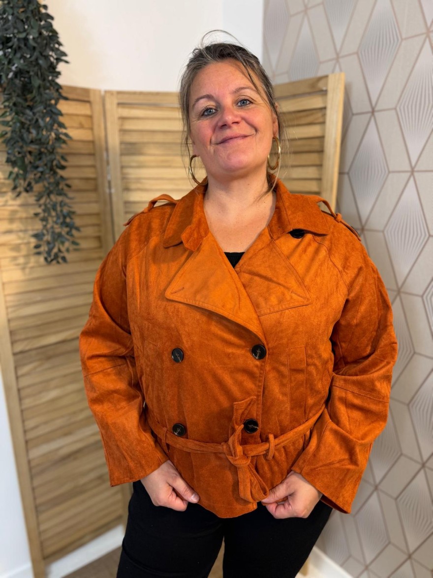 Veste Caramel Effet Daim Grande Taille Maelle | Marina & Paloma