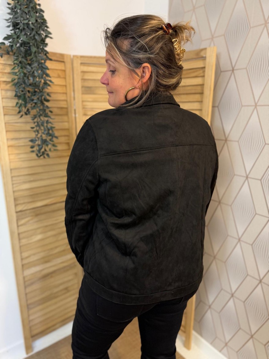 Veste Noire Effet Velours Grande Taille Maelle | Marina & Paloma