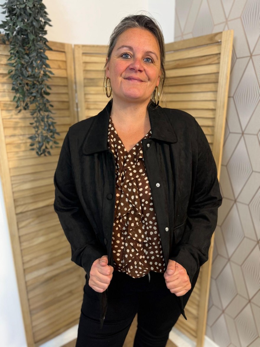 Veste Noire Effet Velours Grande Taille Maelle | Marina & Paloma