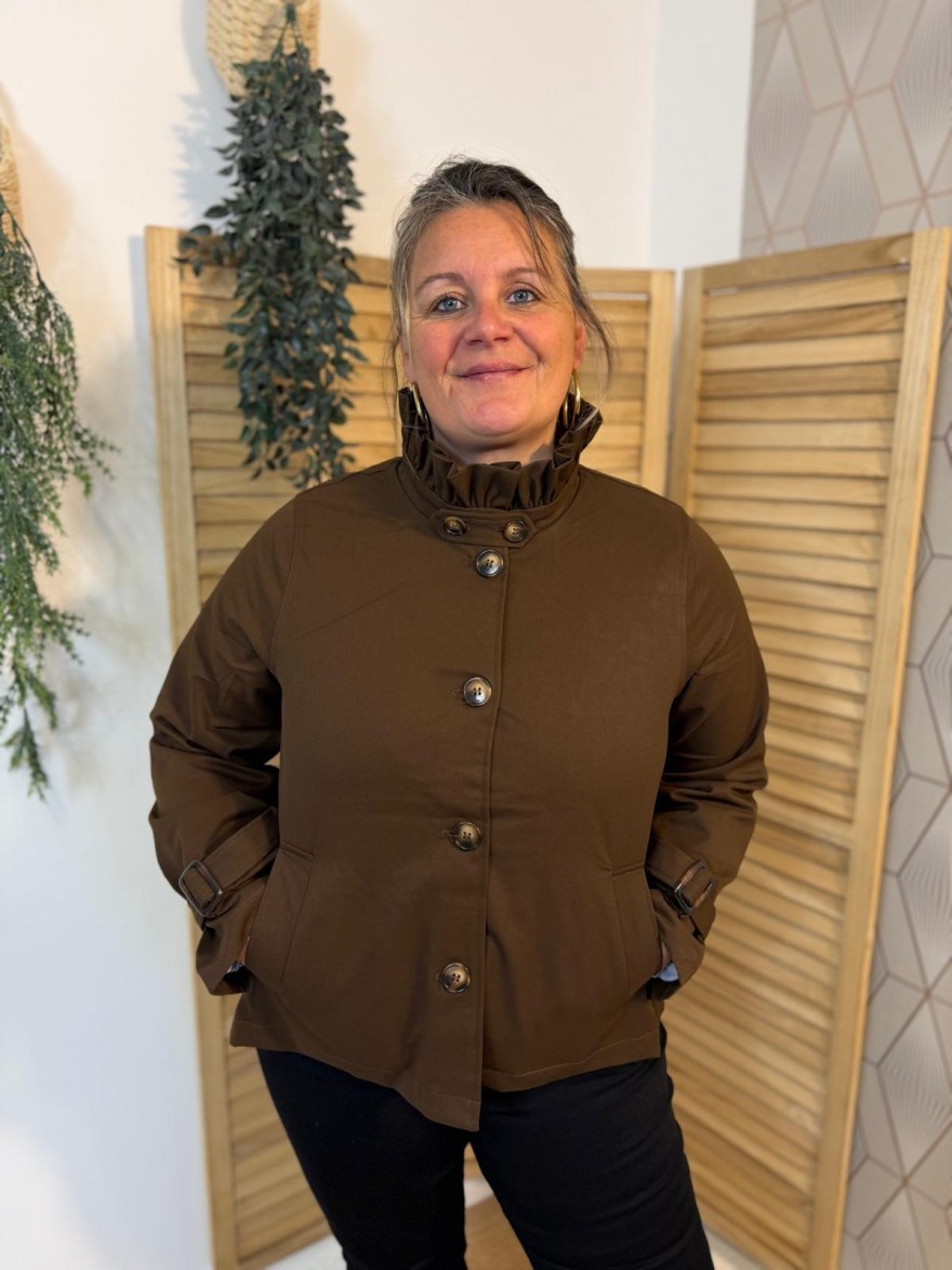 Veste Christy Grande Taille Col à Volant | Marina & Paloma