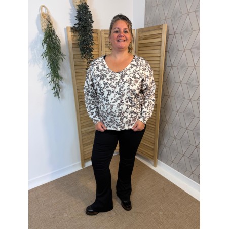 Pull Col V Maelle Grande Taille Imprimé Floral | Marina & Paloma