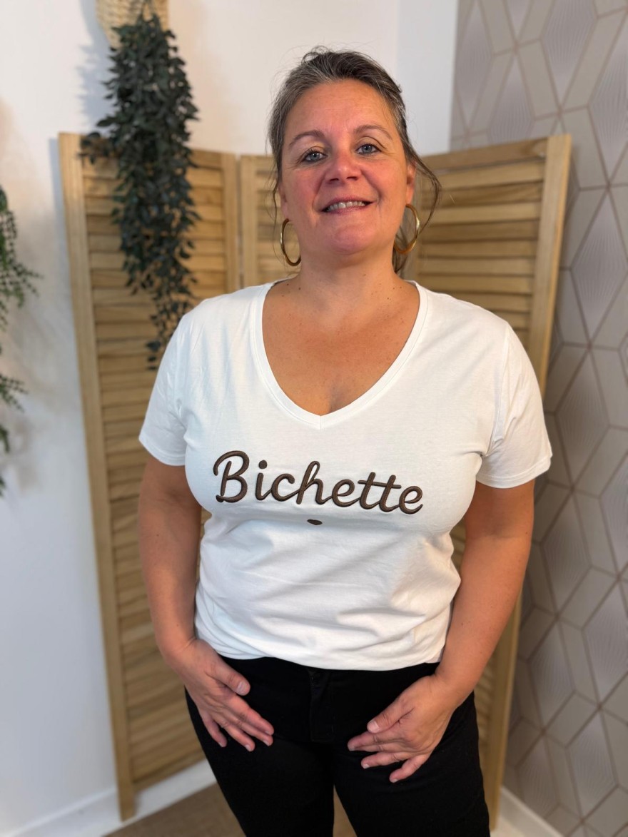 Tee Shirt Col V Bichette Emma et Ella Femme | Marina & Paloma