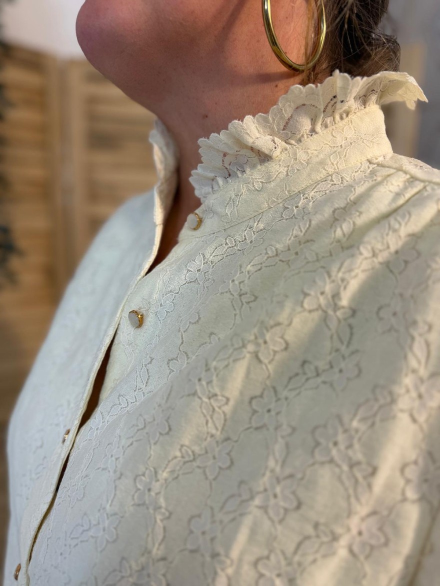Chemise Brodée Maelle Grande Taille Dentelle | Marina & Paloma