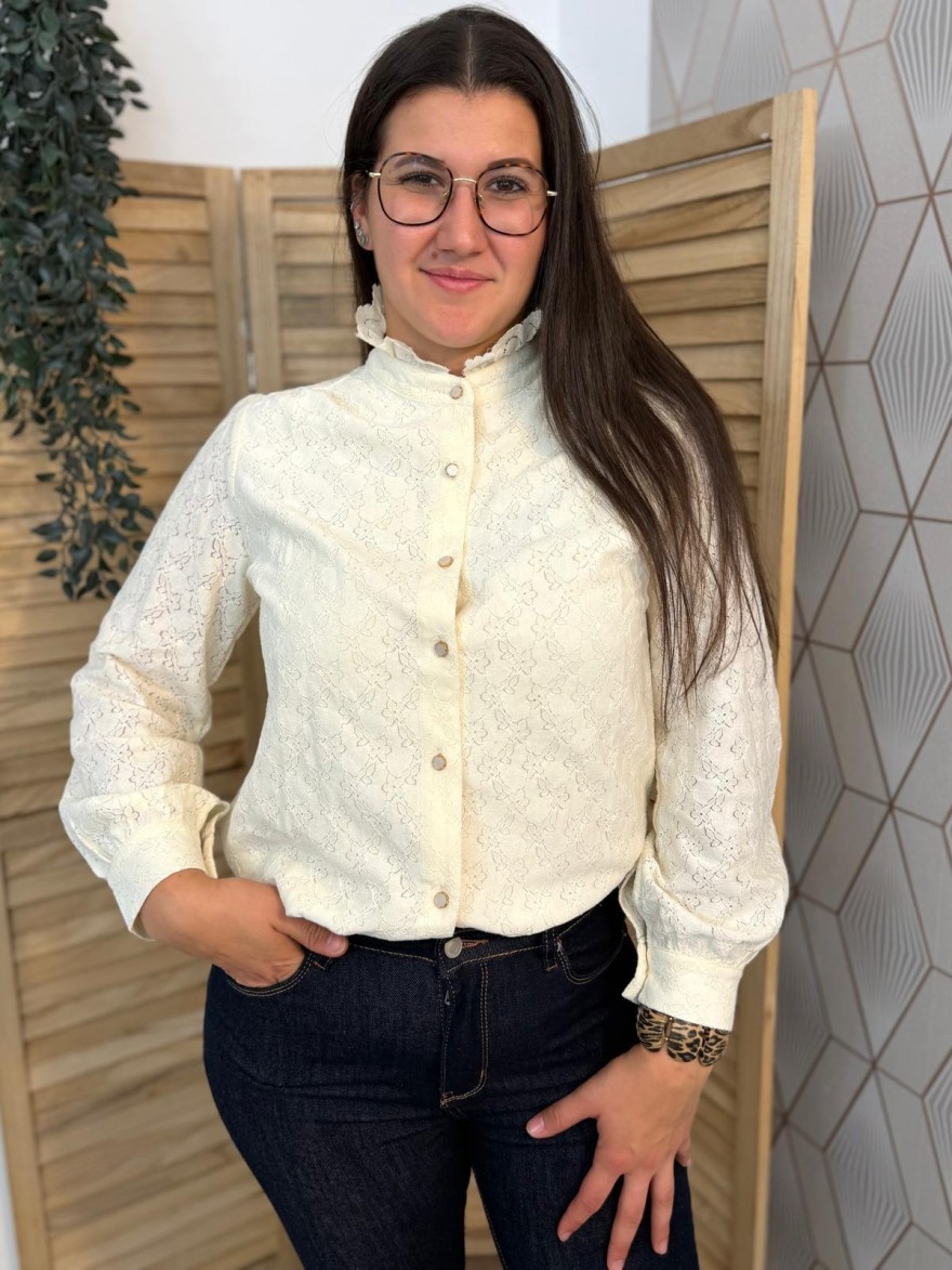 Chemise Brodée Maelle Avec Col à Volants Femme | Marina & Paloma
