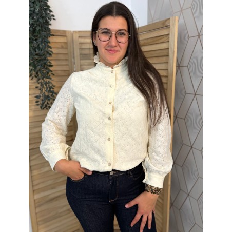 Chemise Brodée Maelle Avec Col à Volants Femme | Marina & Paloma