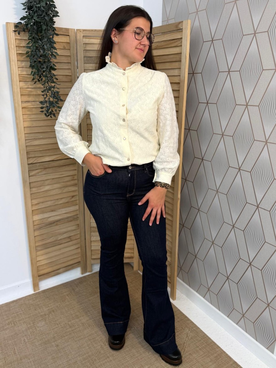 Chemise Brodée Maelle Avec Col à Volants Femme | Marina & Paloma