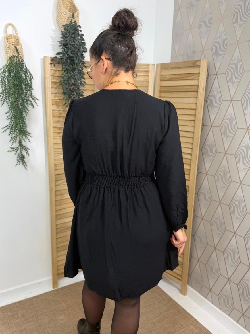 Robe Maelle Unie Manche Longue Évasée Femme | Marina & Paloma