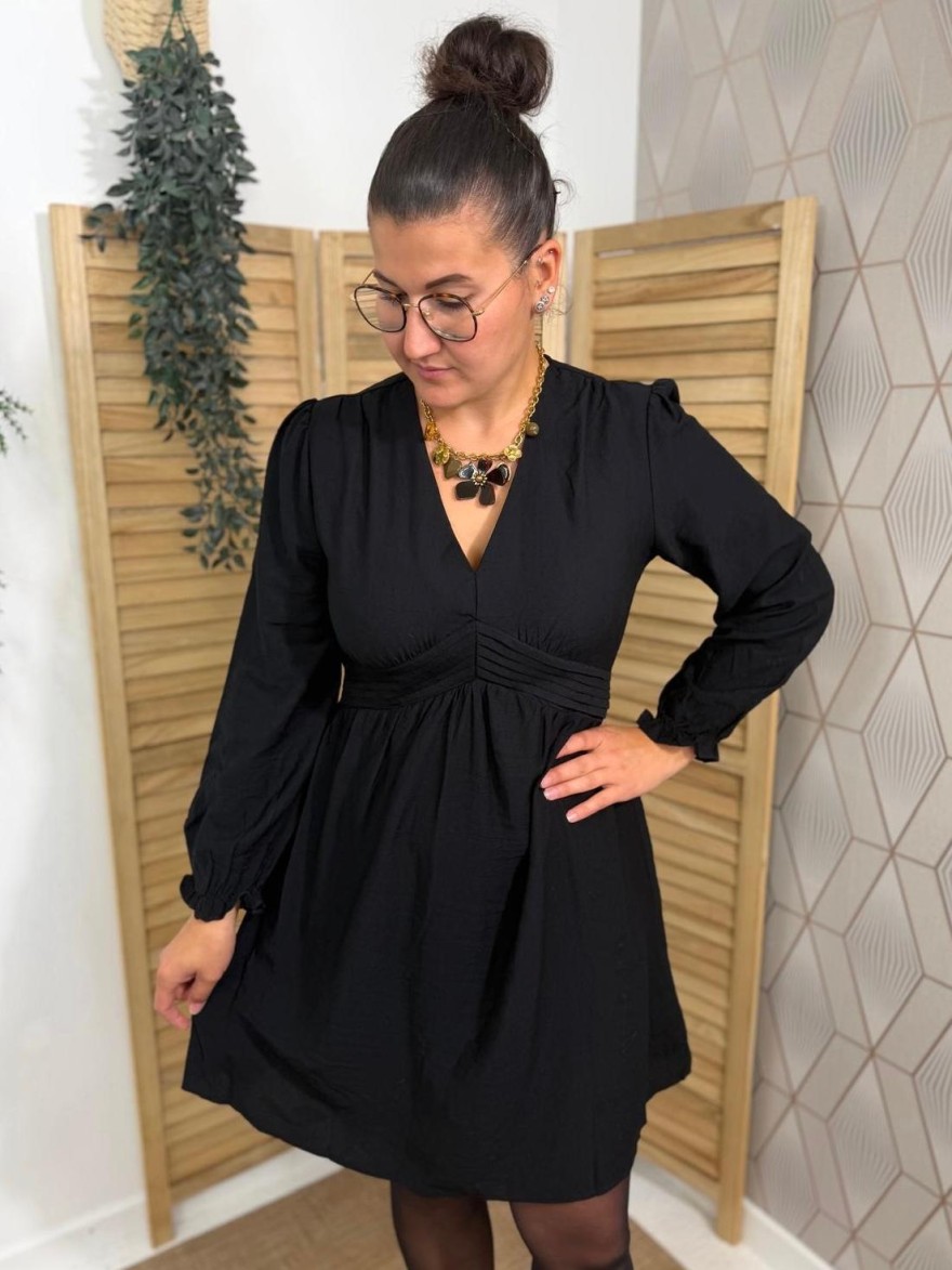 Robe Maelle Unie Manche Longue Évasée Femme | Marina & Paloma