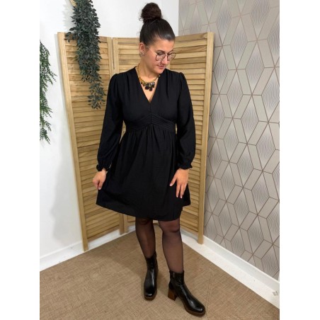 Robe Maelle Unie Manche Longue Évasée Femme | Marina & Paloma