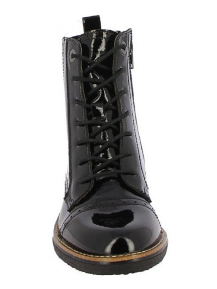 Bottine Fugitive Geline Cuir Lisse et Vernis Noir | Marina & Paloma