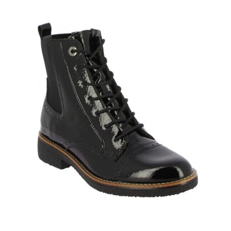 Bottine Fugitive Geline Cuir Lisse et Vernis Noir | Marina & Paloma