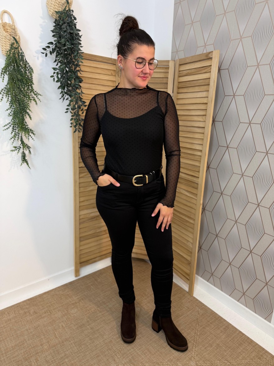 Haut Transparent en Tulle à Pois Vivichy Femme | Marina & Paloma