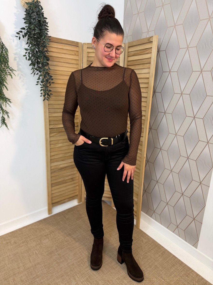 Haut Transparent en Tulle à Pois Vivichy Femme | Marina & Paloma