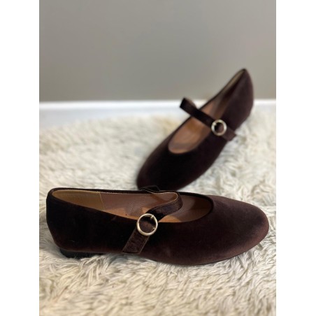 Ballerines Velours Marron à Bride | Marina & Paloma