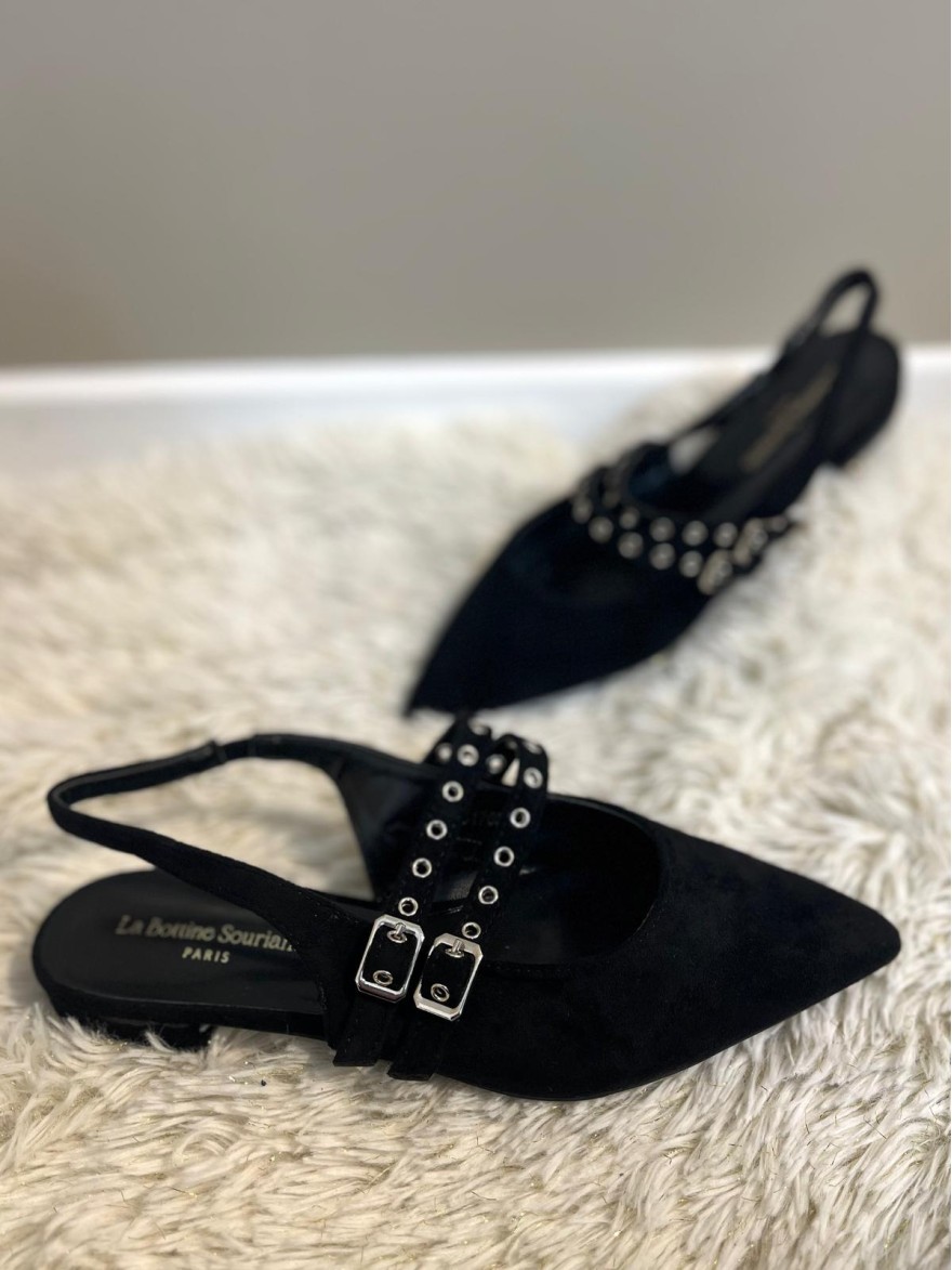 Slingback  Pointue Effet Velours à Brides Talon 2 cm | Marina & Paloma