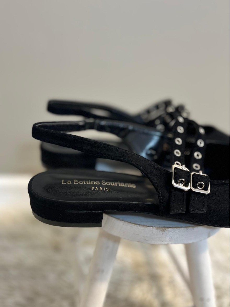 Slingback  Pointue Effet Velours à Brides Talon 2 cm | Marina & Paloma