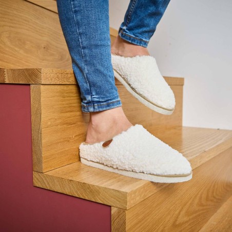 Chausson Mule Fourrée Chausse Mouton Calou Écru | Marina & Paloma