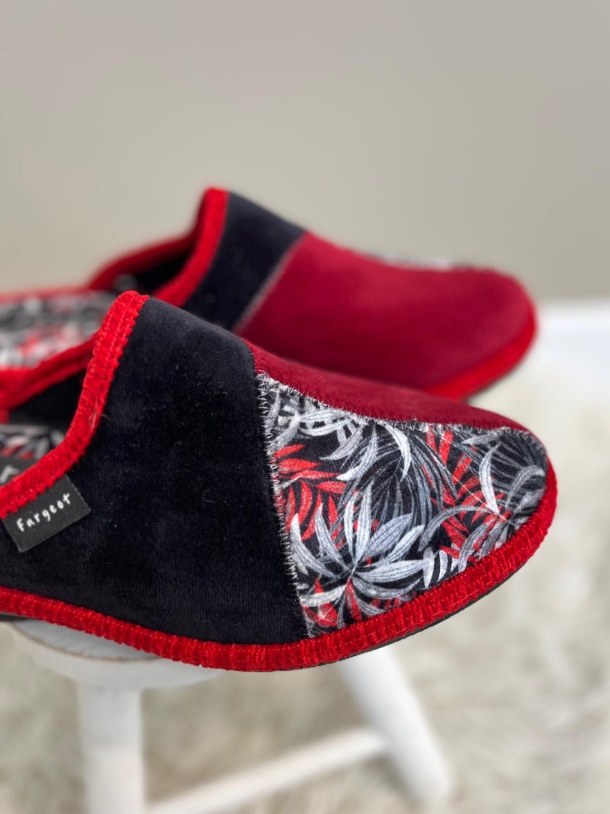 Chausson Mule Fargeot Perilla Rouge Compensé 3 cm | Marina & Paloma