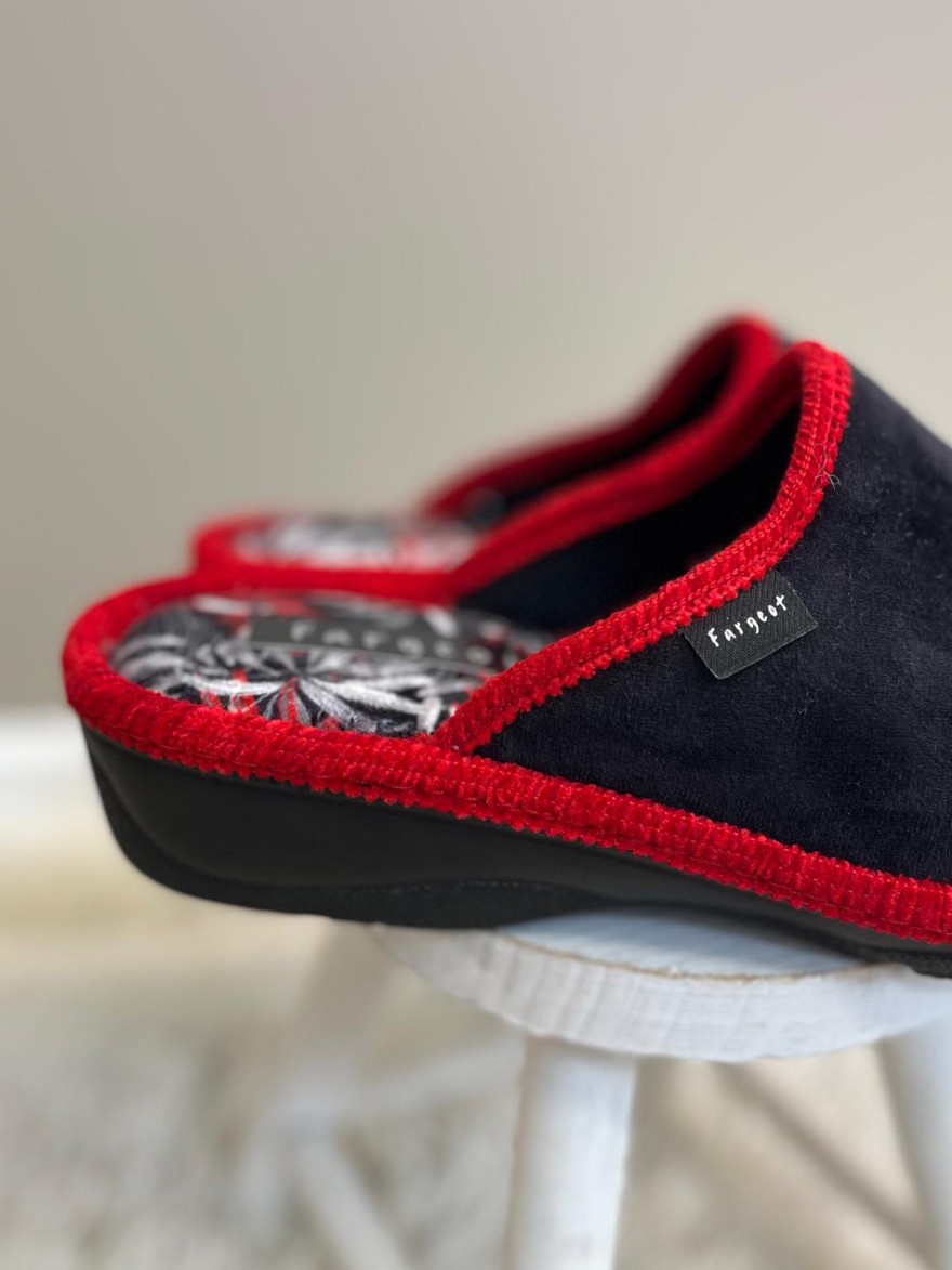 Chausson Mule Fargeot Perilla Rouge Compensé 3 cm | Marina & Paloma