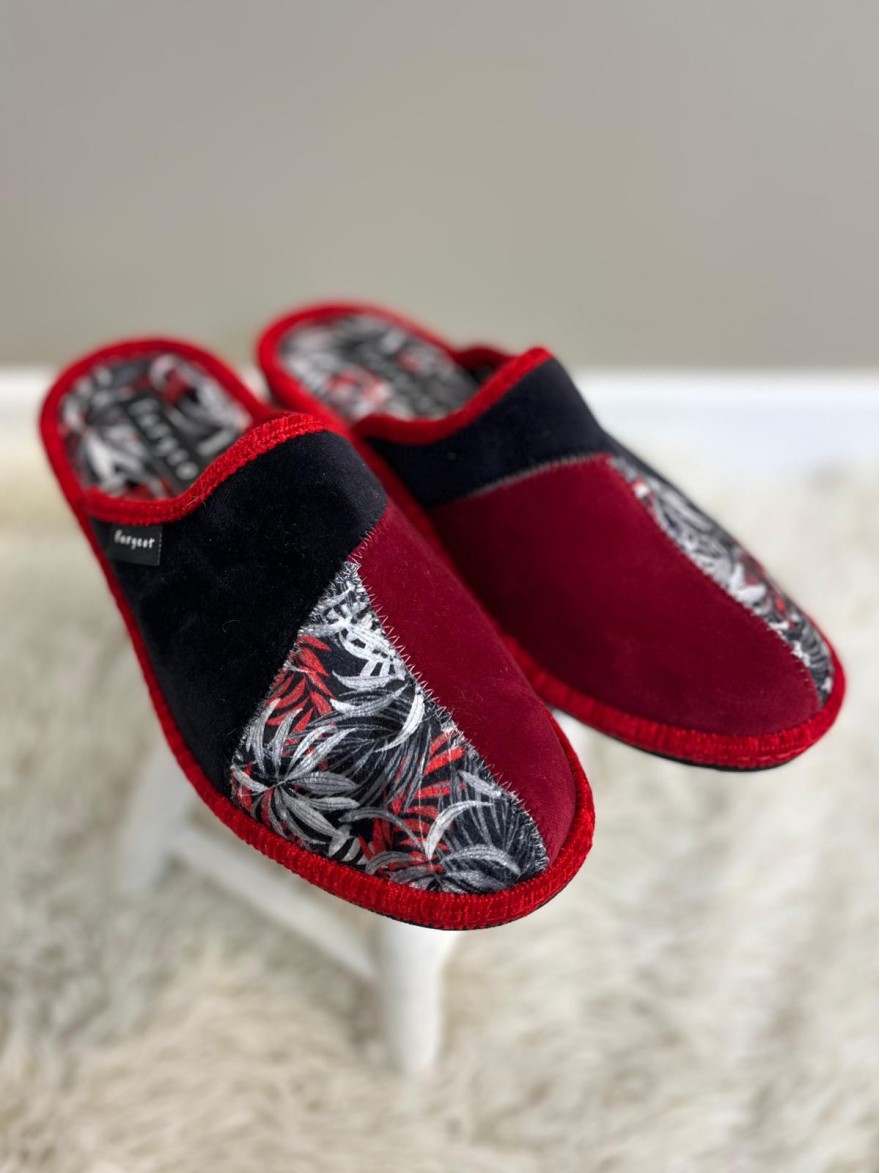 Chausson Mule Fargeot Perilla Rouge Compensé 3 cm | Marina & Paloma