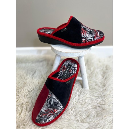 Chausson Mule Fargeot Perilla Rouge Compensé 3 cm | Marina & Paloma