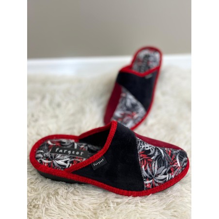 Chausson Mule Fargeot Perilla Rouge Compensé 3 cm | Marina & Paloma