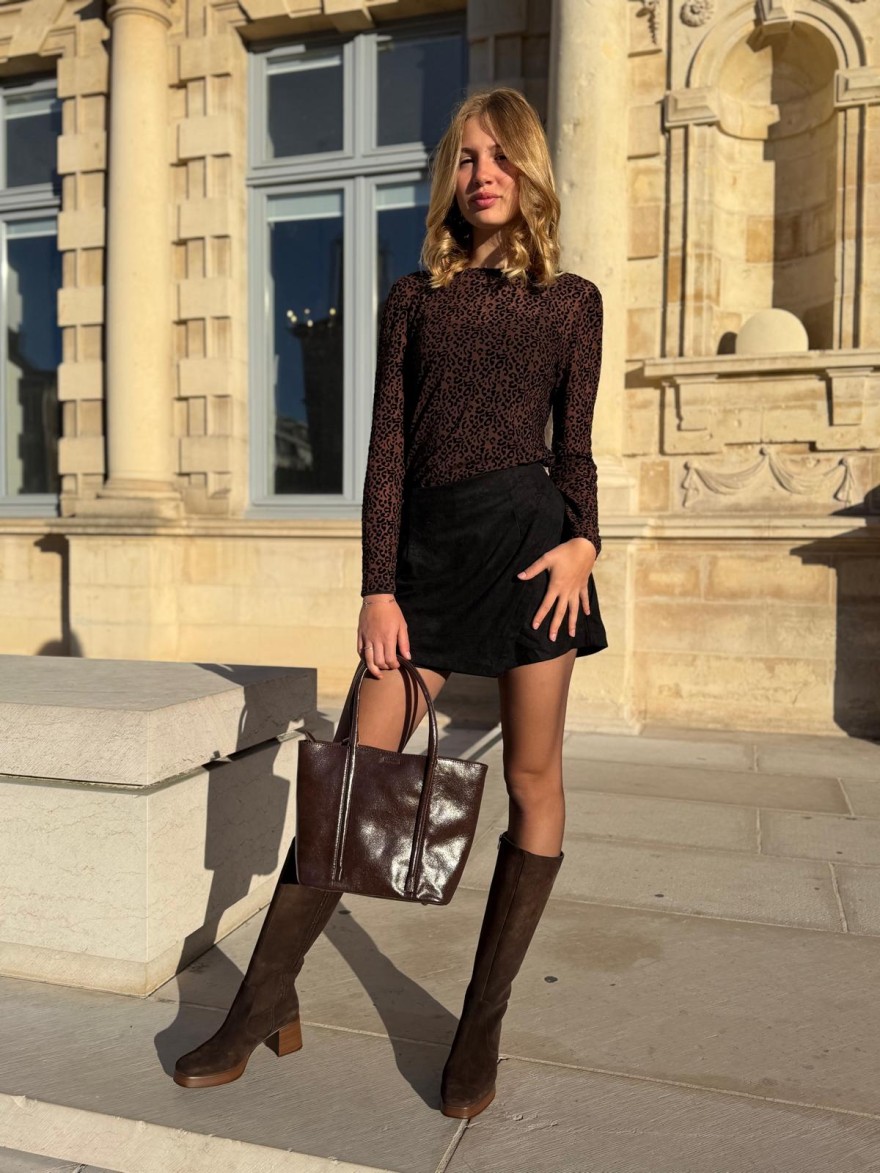 Jupe Short Suédine Maelle Femme Coupe Évasée | Marina & Paloma