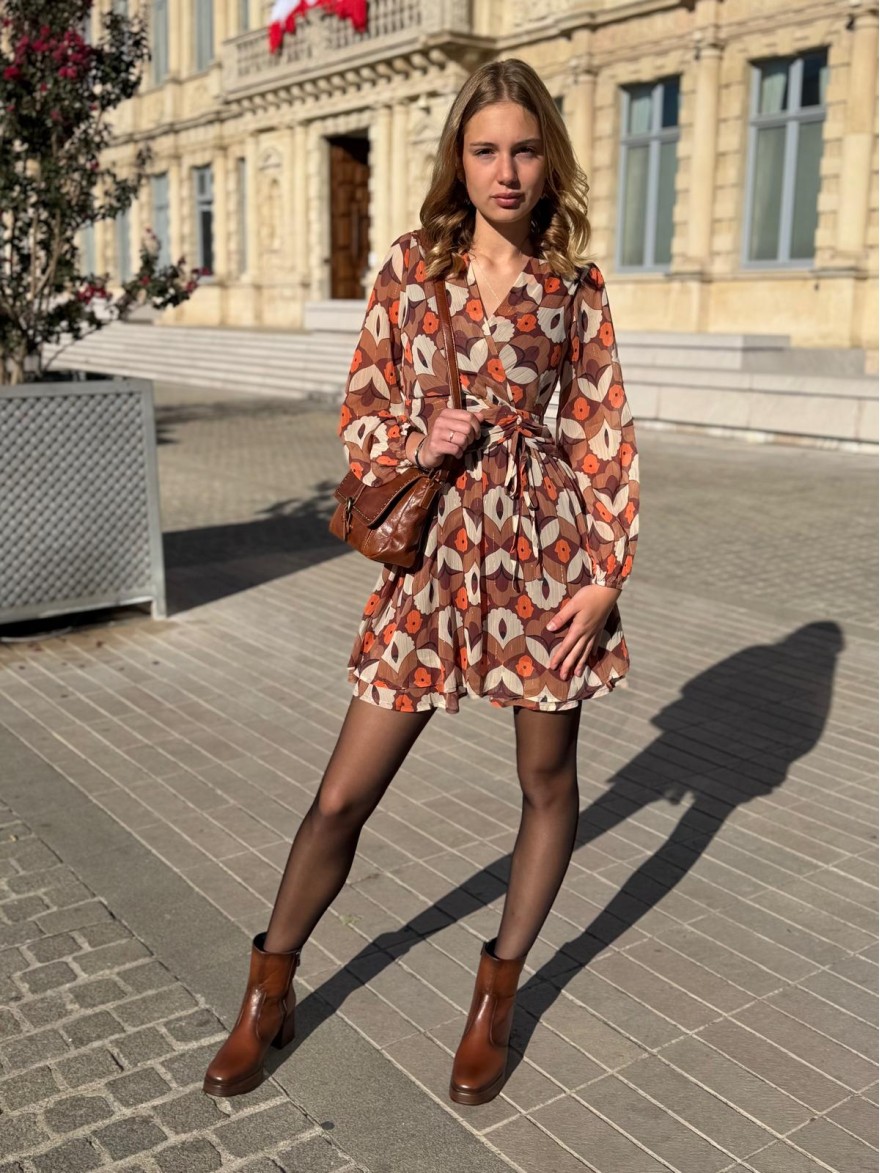 Robe à Motifs By One Cache-Cœur et Ceinture | Marina & Paloma