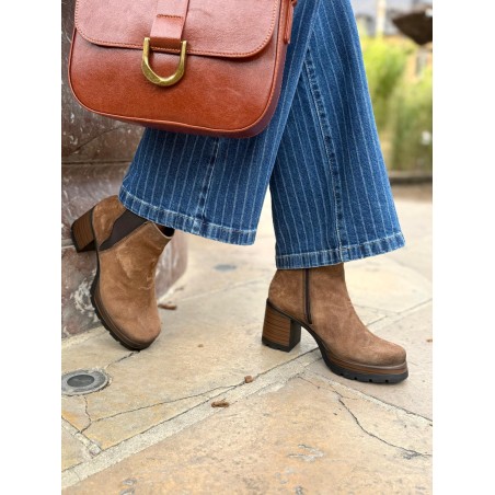 Bottine Dorking Safe D9414 Nubuck Tabaco Talon 7 cm | Marina & Paloma