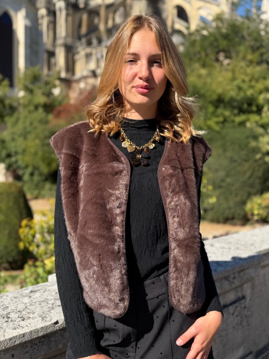 Gilet Sans Manche Effet Fourrure Kilky Femme | Marina & Paloma