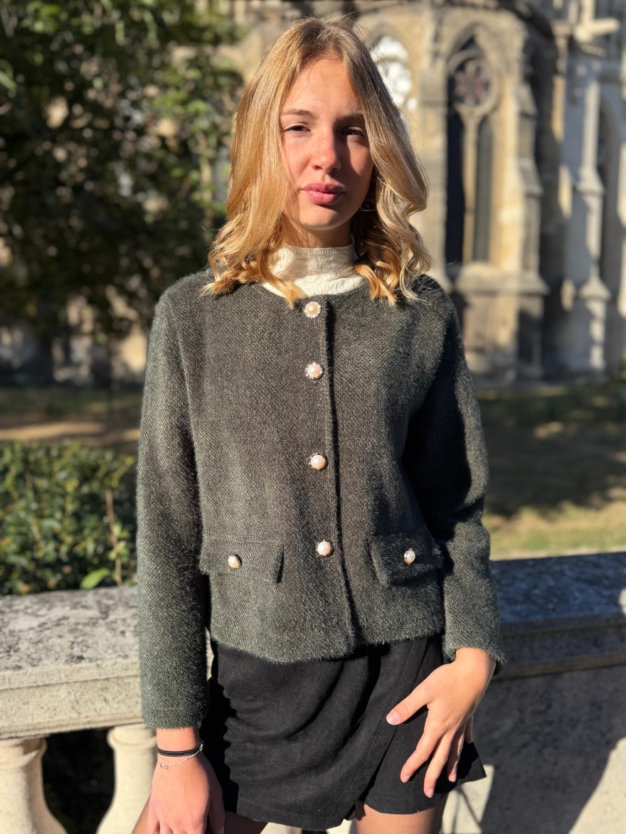 Veste Habillée Col Rond Femme Boutons Bijoux | Marina & Paloma