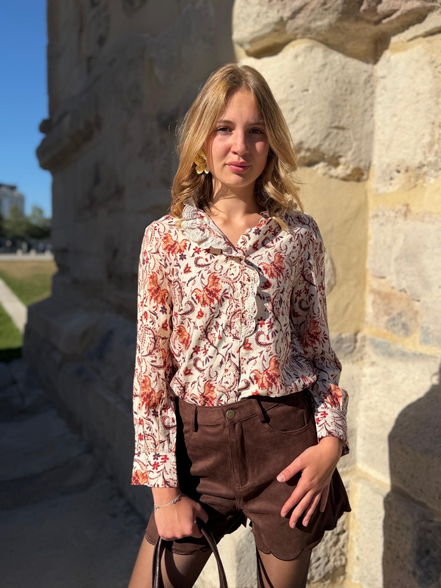 Chemise Maelle à Motifs Fleuris et Dentelle | Marina & Paloma